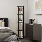 Floor Lamp with 4 Shelves, 3 Adjustable Brightness and Foot Switch, 29x29x163 cm, Black