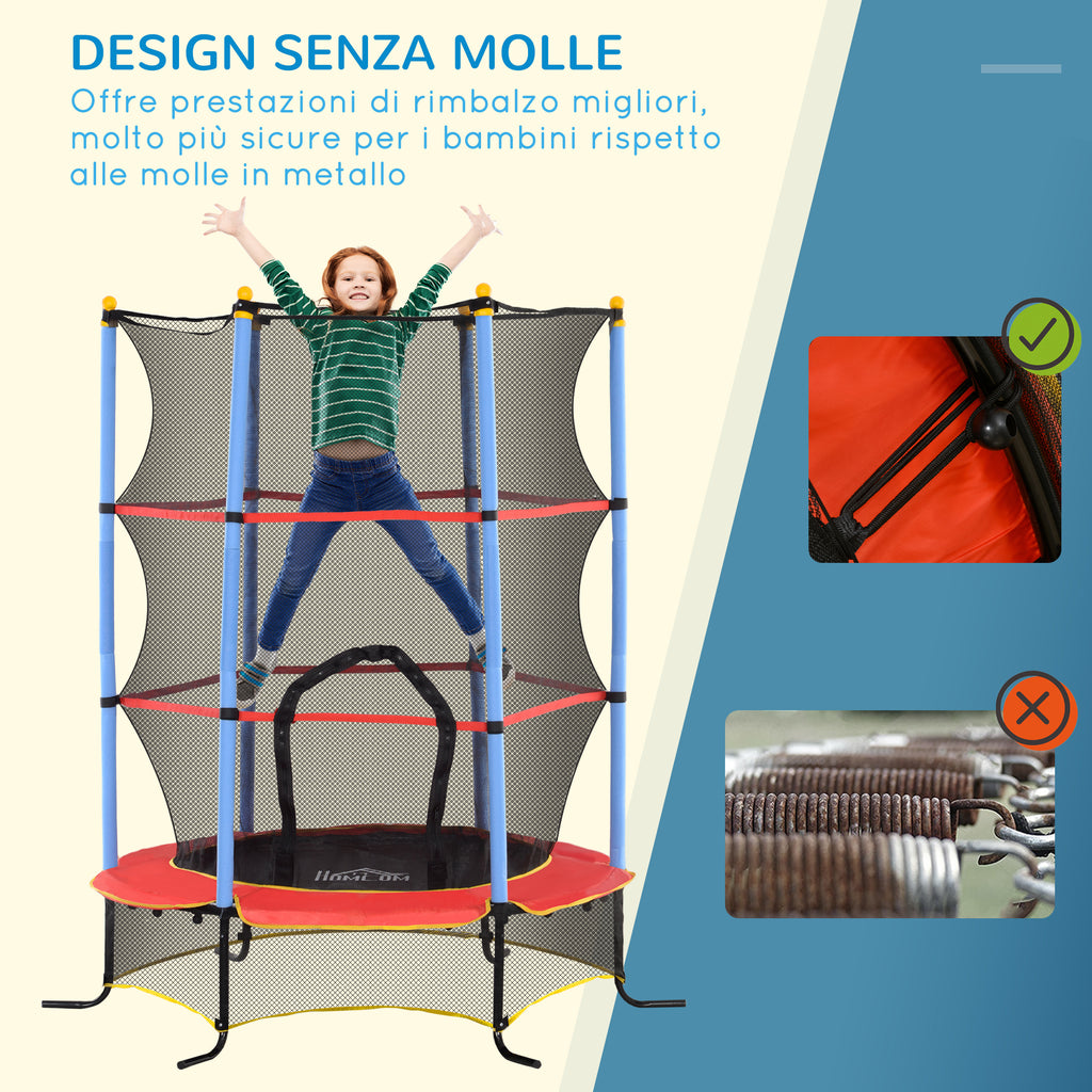 Children's Trampoline with Trampoline Mat, Safety Net and Padded Poles, Ages 3-10 Years, Blue
