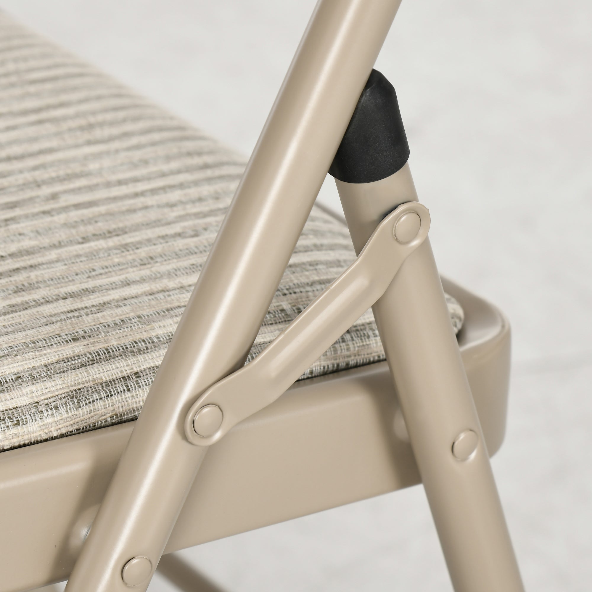 Set of 6 Modern Folding Chairs in Steel and Polyester, 45x46x78 cm, Beige
