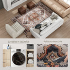 Bohemian Rug Non-Slip and Washable Short Pile for Living Room and Bedroom, 230x160 cm, Brown