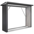 Outsunny Outdoor Steel Log Shed, Raised Base and Sloped Roof, 213x66.5x150 cm, Dark Grey