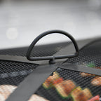 SIENA | Garden Fire Pit with Lid Spark Guard and Metal BBQ Grill 76x76x47cm Black - Borge' Group Limited