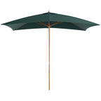 2x3m Garden Umbrella in Lacquered Wood and Bamboo with Removable Cover, Dark Green