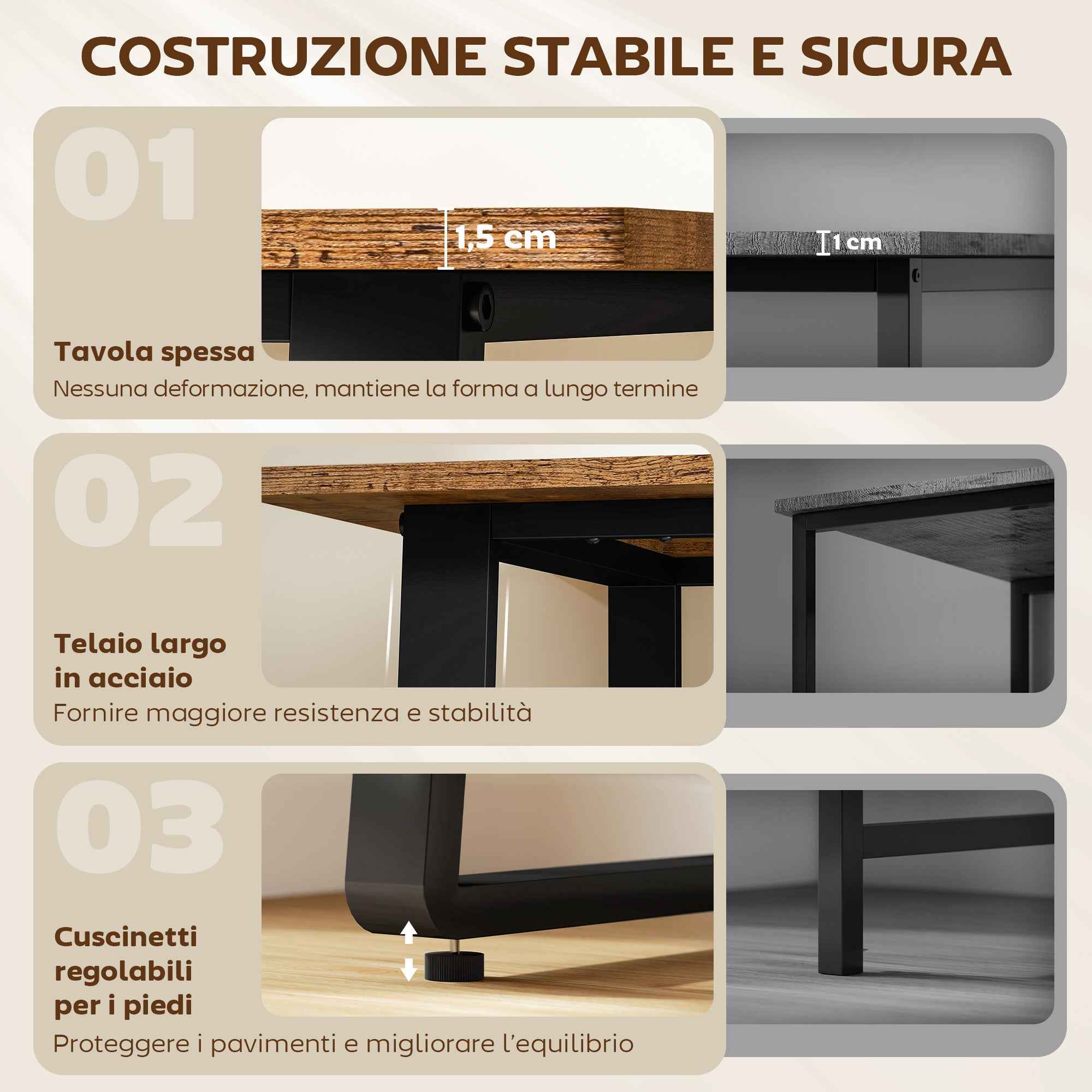 HOMCOM Industrial Style Bedroom Desk with Rounded Corners, Wood and Steel, 120x60x76 cm, Black and Brown