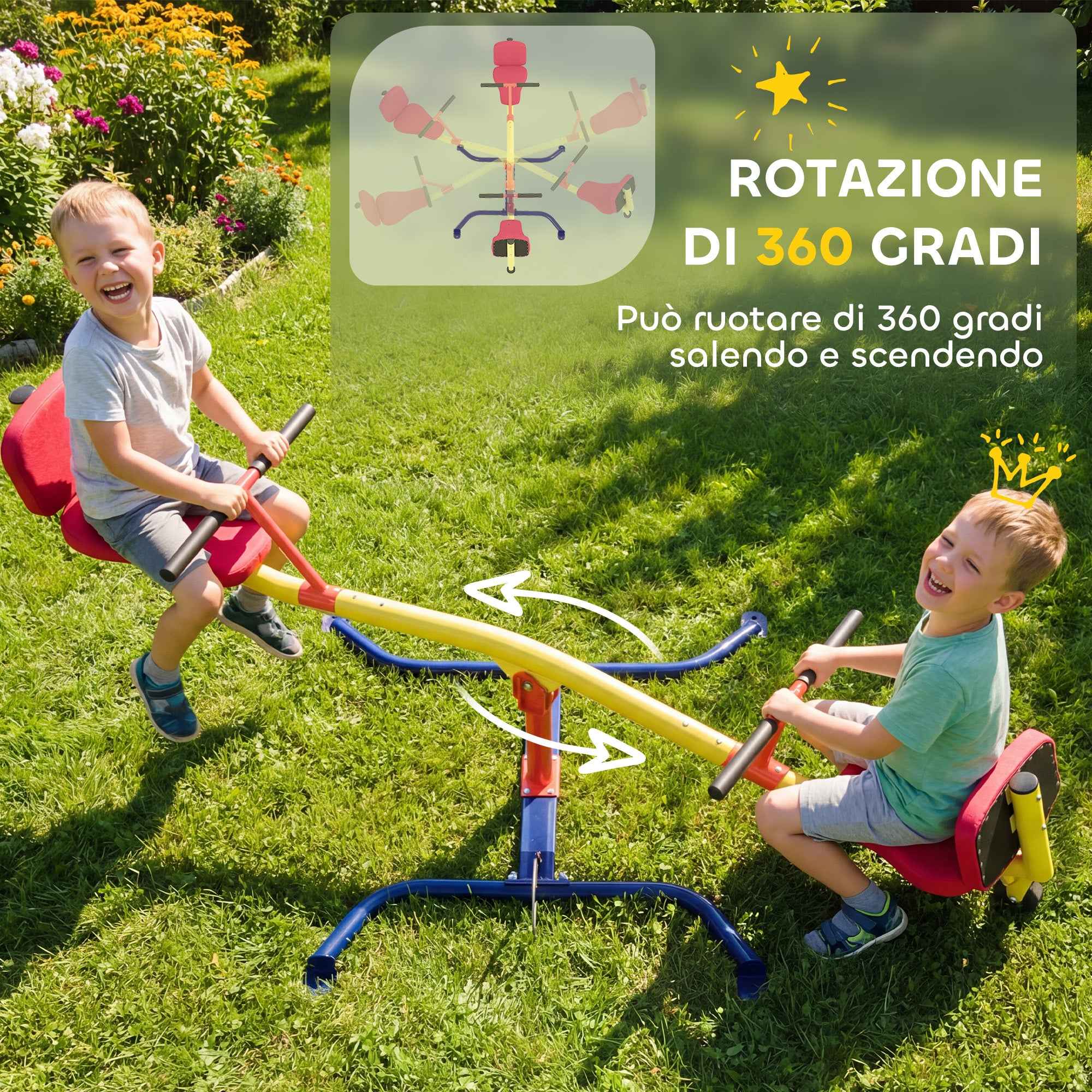 Swing Seesaw 360° Rotating 253x96x75 cm Multicolor