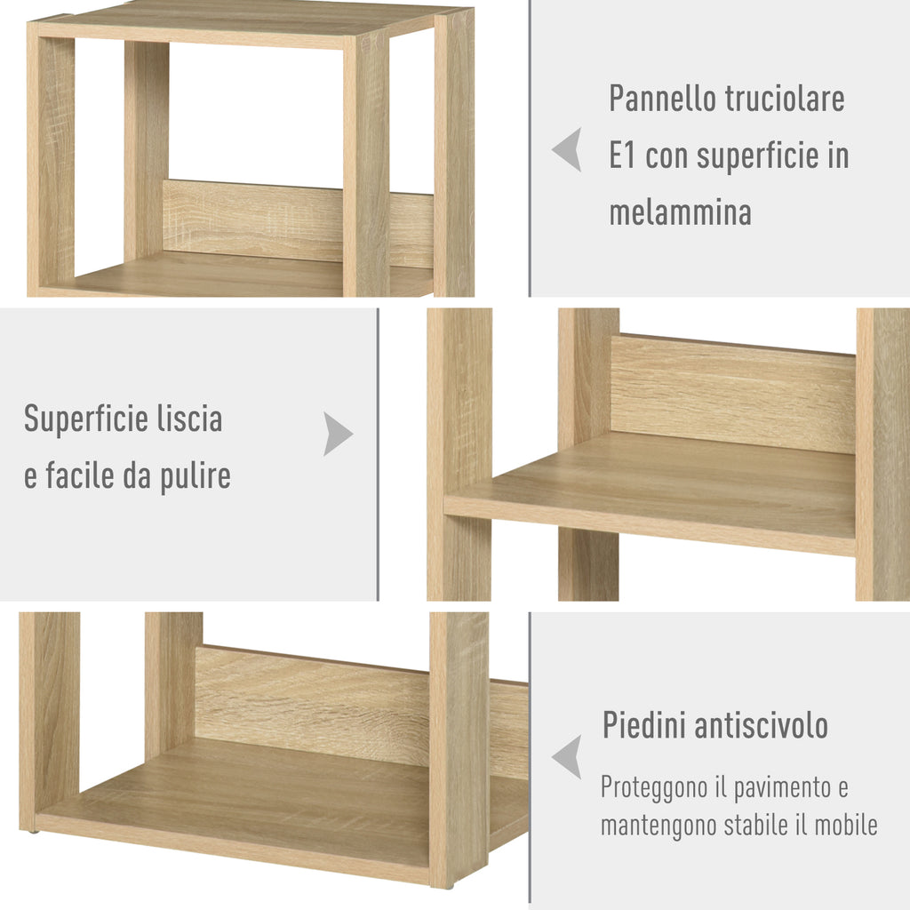Wall-Mounted Wooden Bookcase with 3 Shelves, Anti-Tip, Non-Slip Feet, 40x29.2x87.9cm