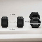 2 x 17.5 kg Dumbbell Set with Non-Slip Grip, Metal, for Fitness Training, Black