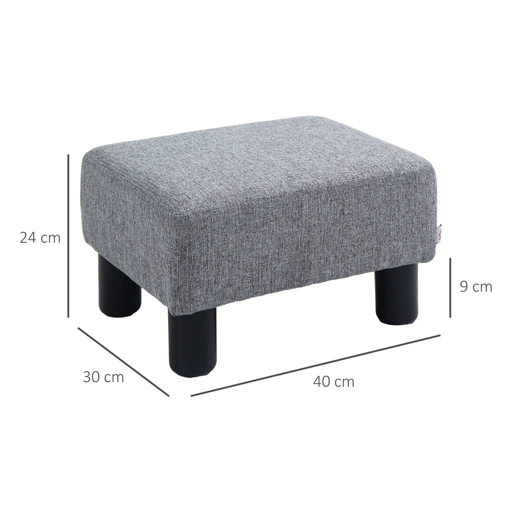 Pouf Footstool in Linen Effect Fabric Padded, 40x30x24cm, Grey