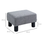 Pouf Footstool in Linen Effect Fabric Padded, 40x30x24cm, Grey