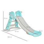 Foldable Slide for Children from 18 Months with 3 Steps and Basketball Hoop, 140x87x75cm, Blue and Grey
