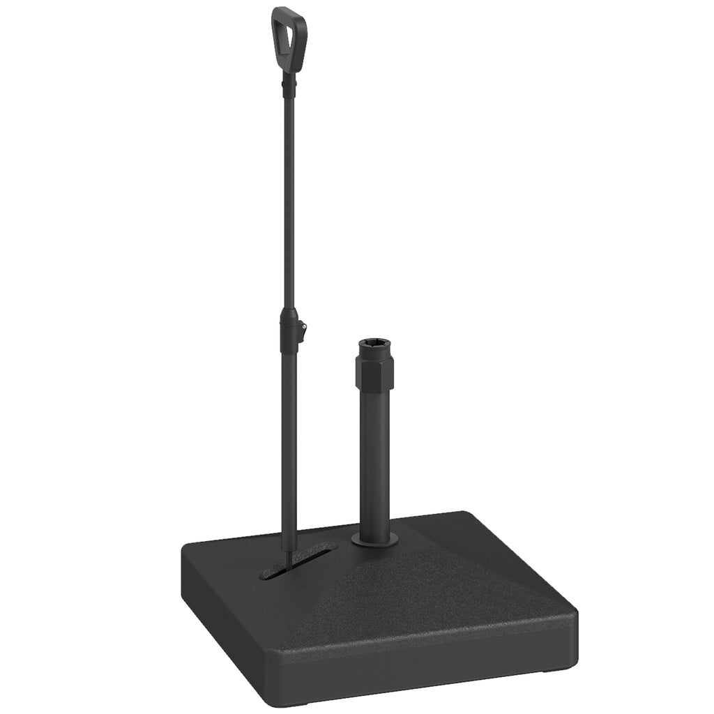 HDPE Umbrella Base with Handle and Wheels and Fillable with Water or Sand, 60x60x100 cm, Black