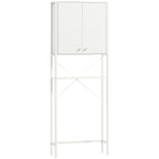 Bathroom Cabinet Above Toilet and Washing Machine with Cabinet and Open Shelf, 64x20x180 cm, White