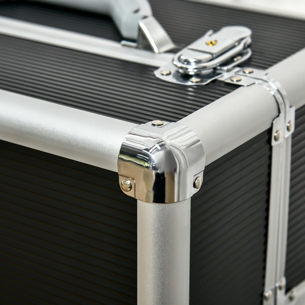 Professional Makeup Trolley Case, Lock with 2 Keys and Wheels, Black 36x23x52cm