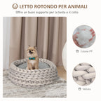 COZZY | Round Raised Washable Dog and Cat Bed in PP Cotton, Padded Cushion, Φ50x19cm, Grey - Borge' Group Limited