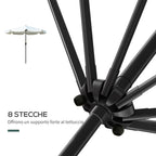 Tiltable Round Umbrella with Crank, in Aluminium, Metal and Polyester, Ø266x248.5 cm, Cream White