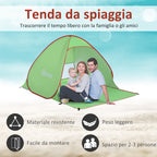 Pop Up Beach Tent with UV 30+ Protection and Transport Bag, 200x150x119 cm, Green