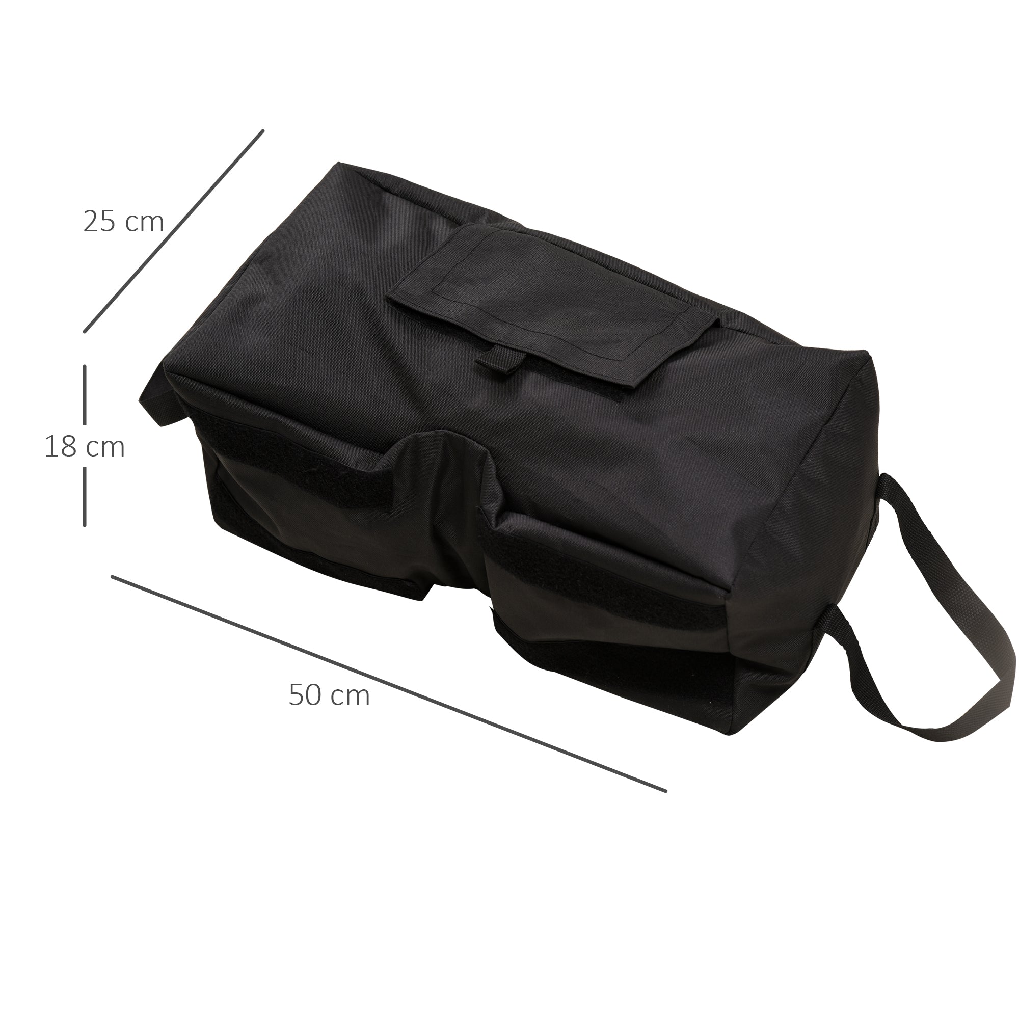 Base for Umbrella Bag Fillable with 50 kg of Sand, in Plastic and Oxford Fabric, 50x25x18 cm, Black