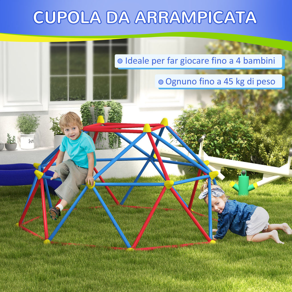 Climbing Dome for Children 3-8 Years, Metal Structure for 4 Children, Ø183x90cm, Multicolor