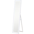 Illuminated Mirror with Adjustable LED Lights and Touch Button, Glass and MDF, 40x5x160 cm, White