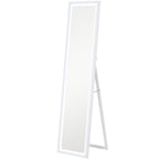 Illuminated Mirror with Adjustable LED Lights and Touch Button, Glass and MDF, 40x5x160 cm, White