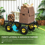 Steel Garden Cart with 200kg Capacity and Removable Side Walls, 104x54x51 cm, Black and Yellow