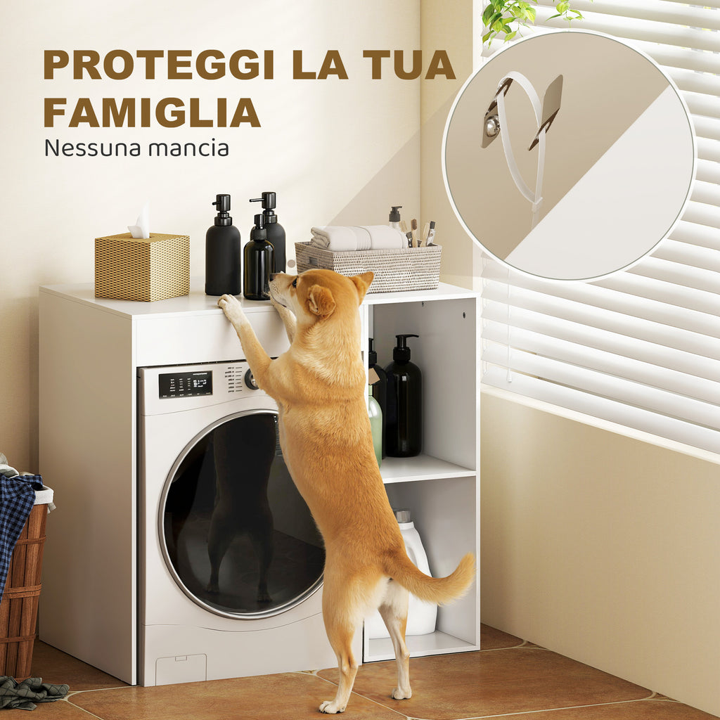 Freestanding Washing Machine Cabinet with 2 Open Shelves, 96x60x95 cm, White