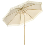 Garden Umbrella with Tilting Crank and 2-Section Pole, Polyester and Metal, 2.6x2.4 m, Cream