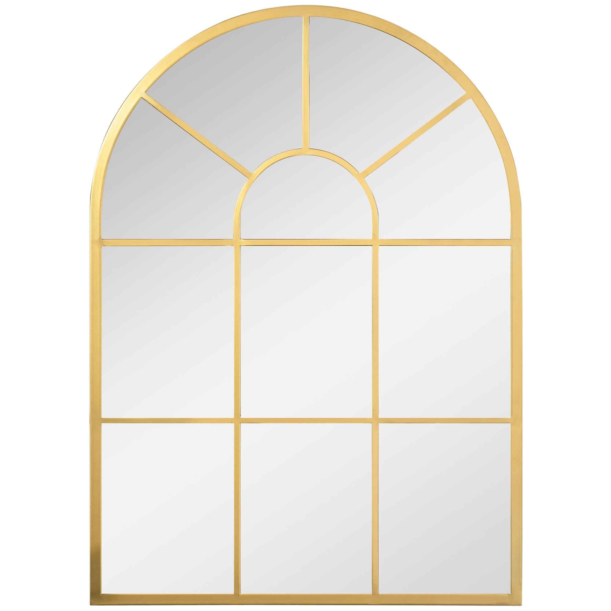 HOMCOM Modern Arched Wall Mirror 70x50cm for Bedroom and Living Room, Gold