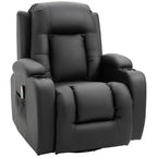 Relax Chair Reclining up to 150° in Faux Leather with 8 Massage Points and Heating, Black