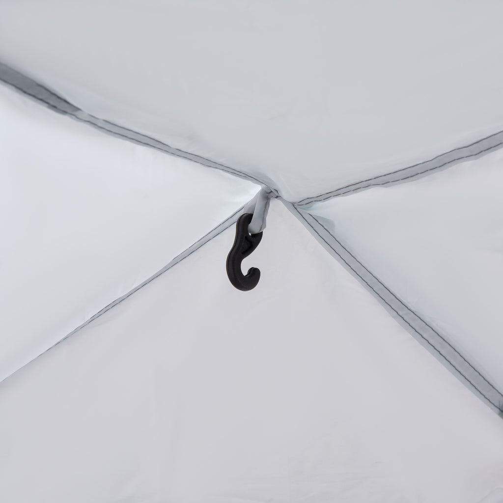 4-5 Person Camping Tent with 4 Zippered Doors, Mosquito Net and Hook, 350x350x230cm, White and Blue