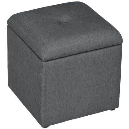 HOMCOM Storage Pouf Padded in Soft Teddy Fabric for Living Room and Bedroom, 39x39x39cm, Gray