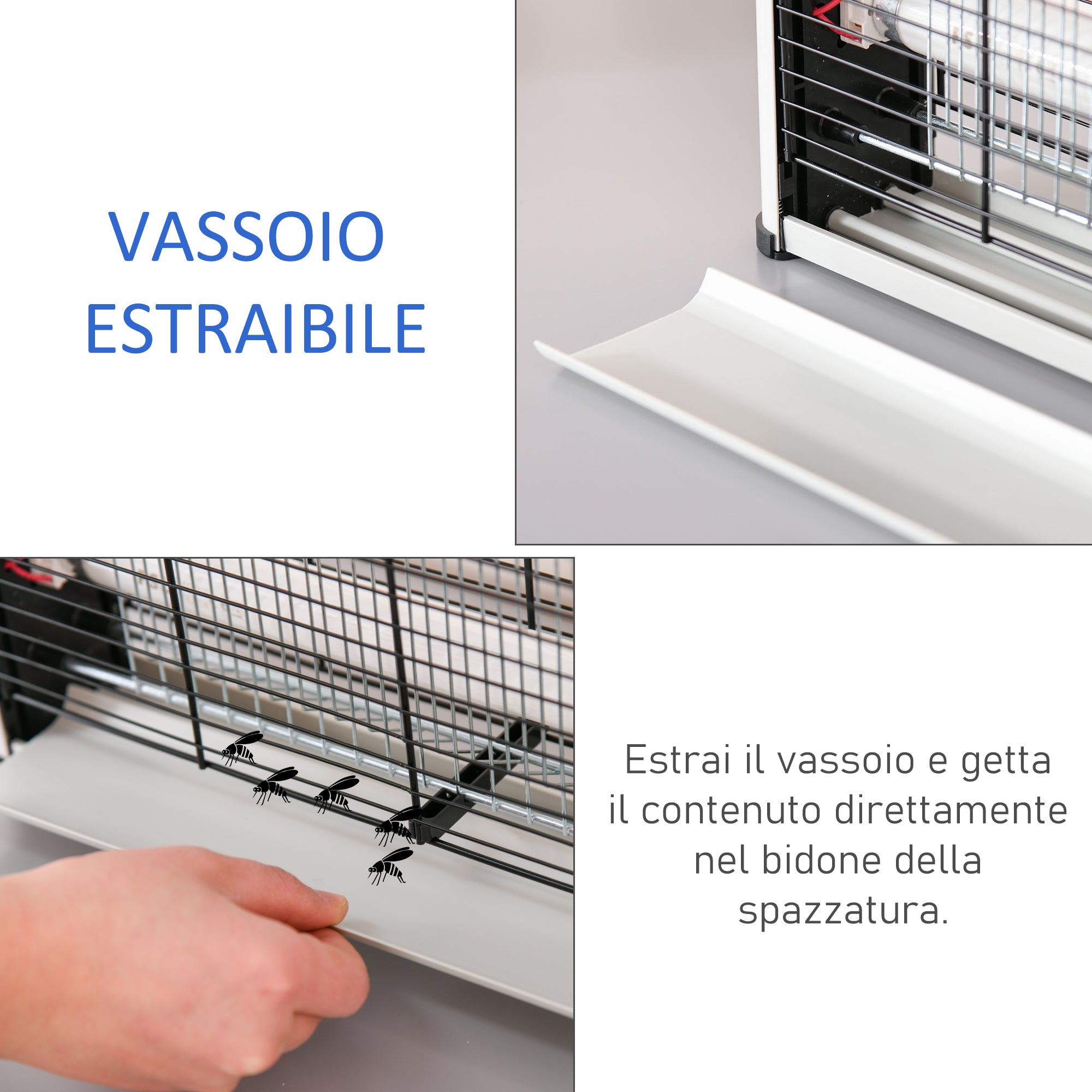 Outdoor and Indoor Electric Insect Killer with UV Mosquito Lamp for 60m², 20W Electric Mosquito Killer, Grey and White