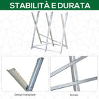 DURHAND Folding Triangular Metal Wood Cutter Stand with Serrated Teeth, 83x83x79 cm, Silver
