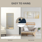 HOMCOM Window Style Wall Mirror with Vertical and Horizontal Mounting, 110x50cm, Gold - Borgè