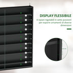 6-Tier Adjustable Wooden Notice Board with Glass Doors, 80x9.5x83 cm, Black