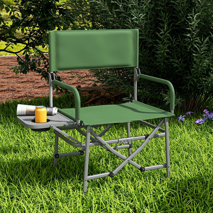 Outsunny Folding Camping Chair with Side Table, in Metal and Oxford Fabric, 81x51x87 cm, Green - Borgè