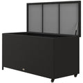 Outsunny garden trunk in Rattan pe with wheels and side handle, 121x57x67cm, black - Borgè