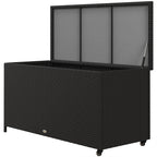 Outsunny garden trunk in Rattan pe with wheels and side handle, 121x57x67cm, black - Borgè