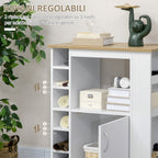 Kitchen Trolley with Cabinet and Adjustable Shelves, Swivel Wheels and Brake, 75x39.5x88 cm, White