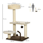 Scratching Tree with Sisal Pole, Perch and Play Balls, Chipboard and Plush, 44x38x74 cm - Borge' Group Limited