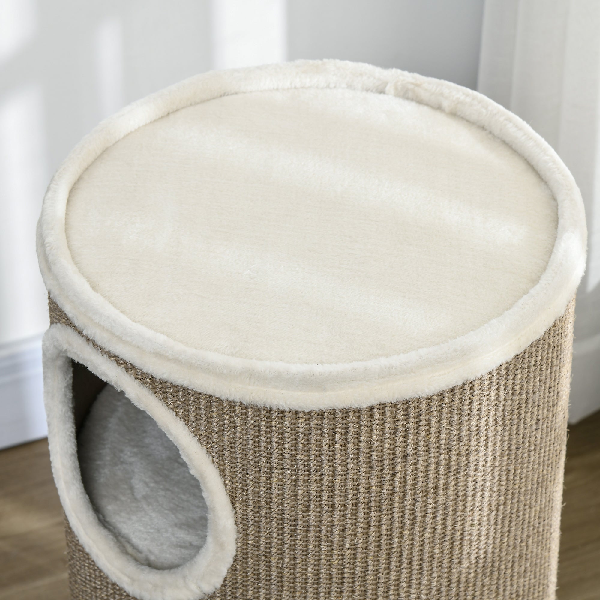 3-Tier Cat House with Sisal Scratching Post and Plush, Ø38x70cm, Brown