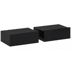 HOMCOM Set of 2 Modern Floating Bedside Tables with Wooden Drawer, 40x30x15cm, Black