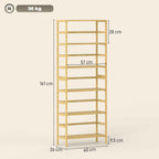 HOMCOM 6-Tier Bamboo Bookshelf with Adjustable Shelves, 60x26x161cm, Natural Wood