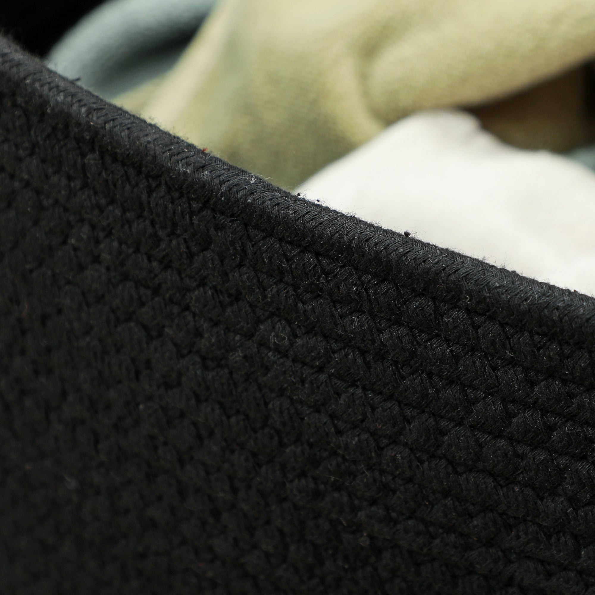 88L Portable Foldable Laundry Hamper with Natural Cotton Handles, Ø56x35.5 cm, Black