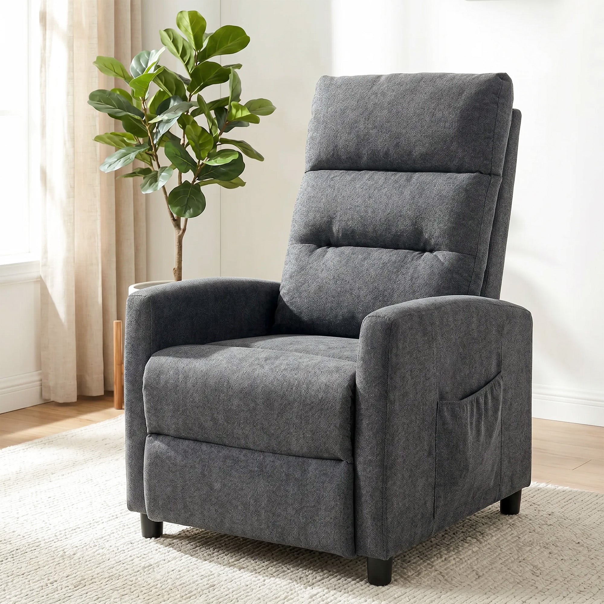 HOMCOM 160° Reclining Massage Chair with Footrest and Remote Control, 66x91x108 cm, Dark Grey Chenille