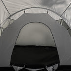6-Person Waterproof Camping Tent with 3 Sleeping Areas, Living Area and Porch, Oxford Fabric, Grey