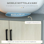 kleankin Bathroom Cabinet with Double Door and Chipboard Shelf, 60x30x60cm, Grey and Oak Color