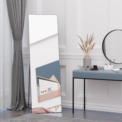 Vertical Wall or Floor Mirror in Metal and Aluminum Alloy, 50x2x161.5 cm, Black