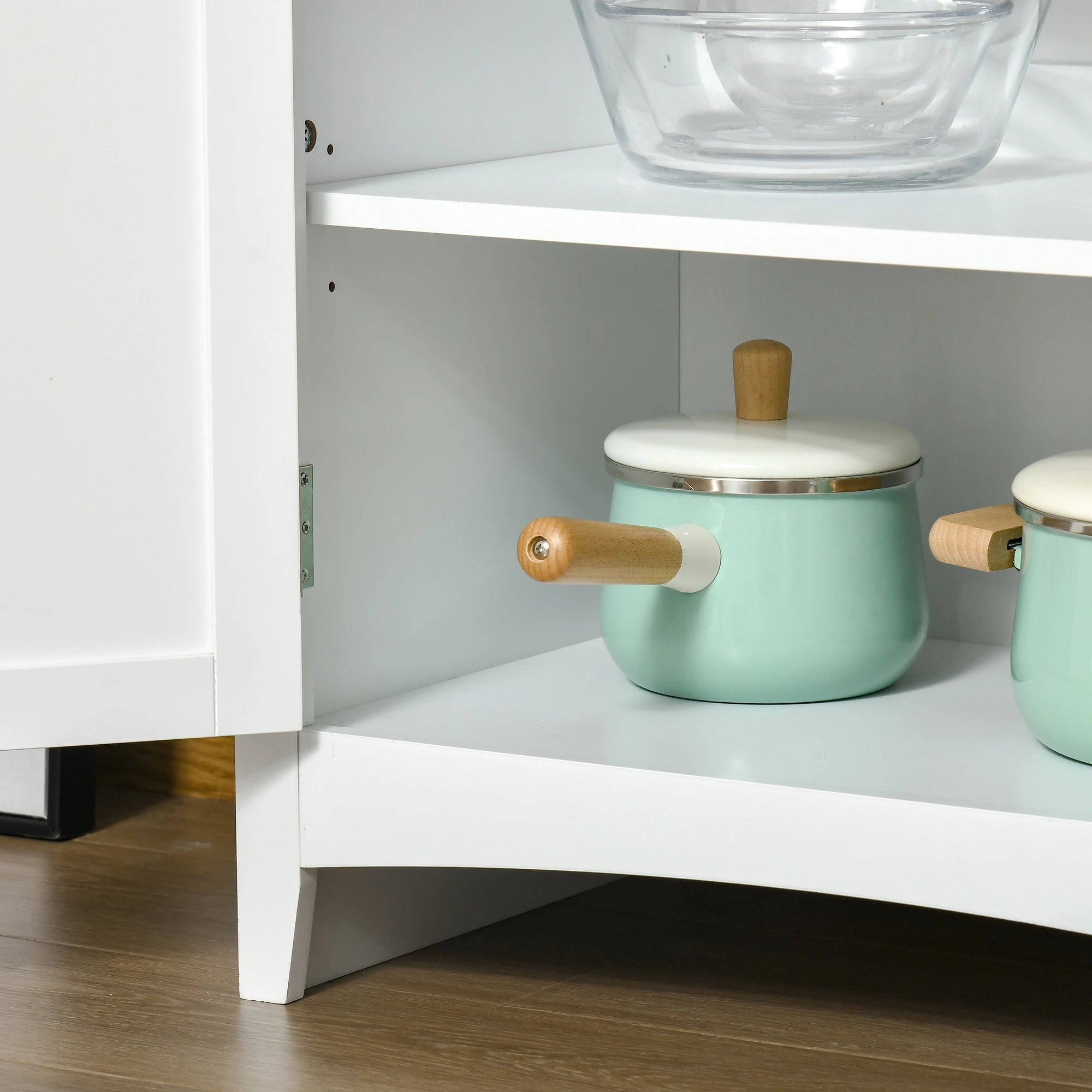 Tall Pantry Cabinet with 2 Cabinets, Adjustable Shelves and Support Top, in MDF, 68.6x40x164 cm, White