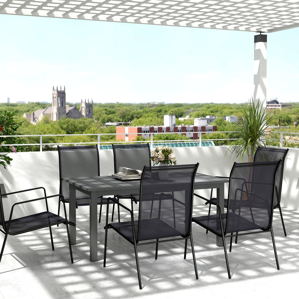 Extendable Garden Table 160-220 cm for 6-8 People Rectangular in Aluminum, Grey